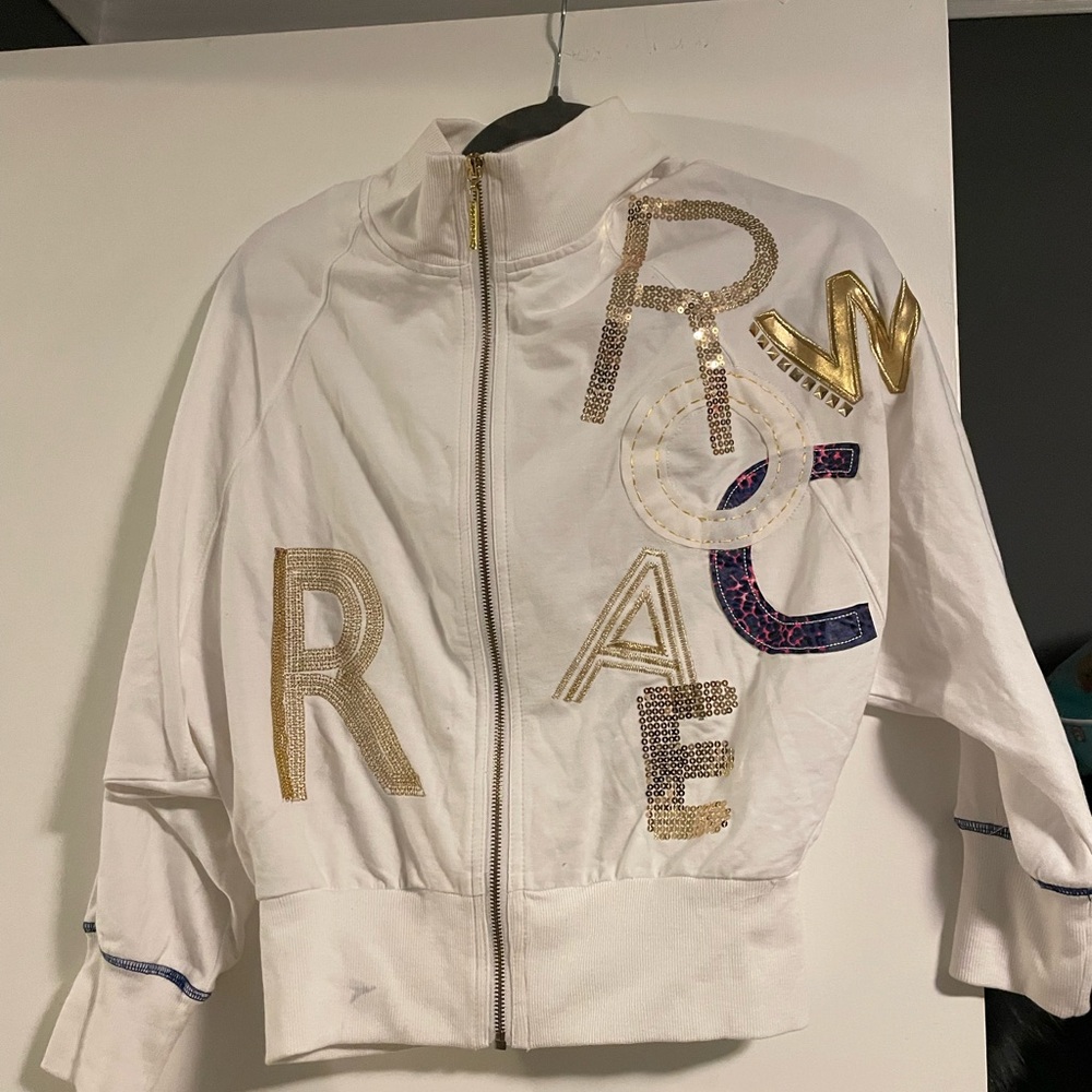 Rocawear White and Gold Bomber Jacket
